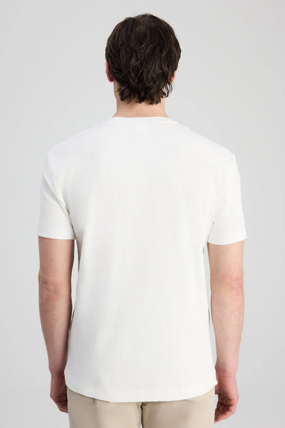 Twn Slim Fit Ekru Fitilli T-shirt