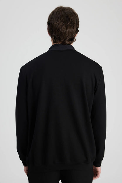 Ds Damat Regular Fit Siyah Düz Sweatshirt