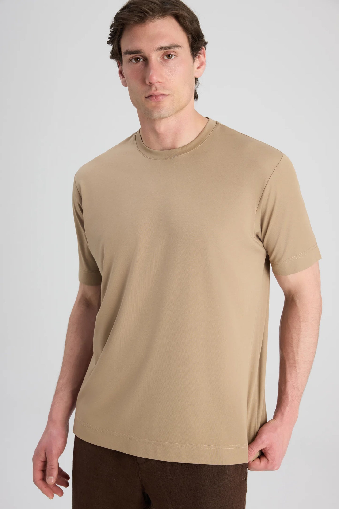 Ds Damat Regular Fit Bej Düz T-shirt