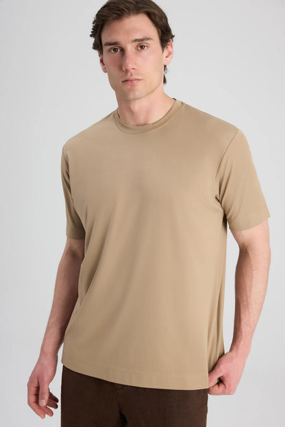 Ds Damat Regular Fit Bej Düz T-shirt