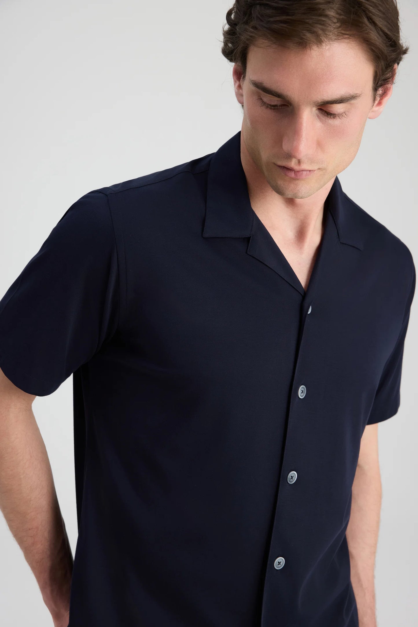 Twn Slim Fit Lacivert Armürlü Gömlek