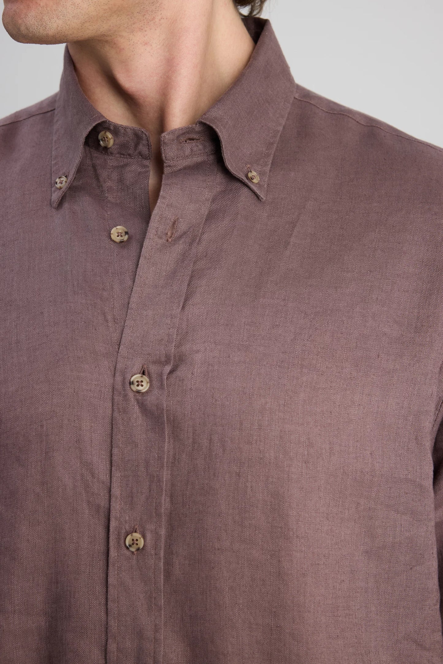 Ds Damat Comfort Lila Düz %100 Keten Gömlek