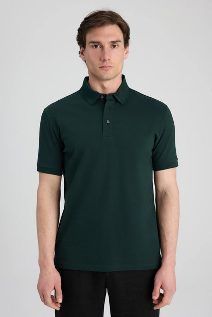 Twn Slim Fit Zümrüt Yeşili Pike Dokulu T-shirt