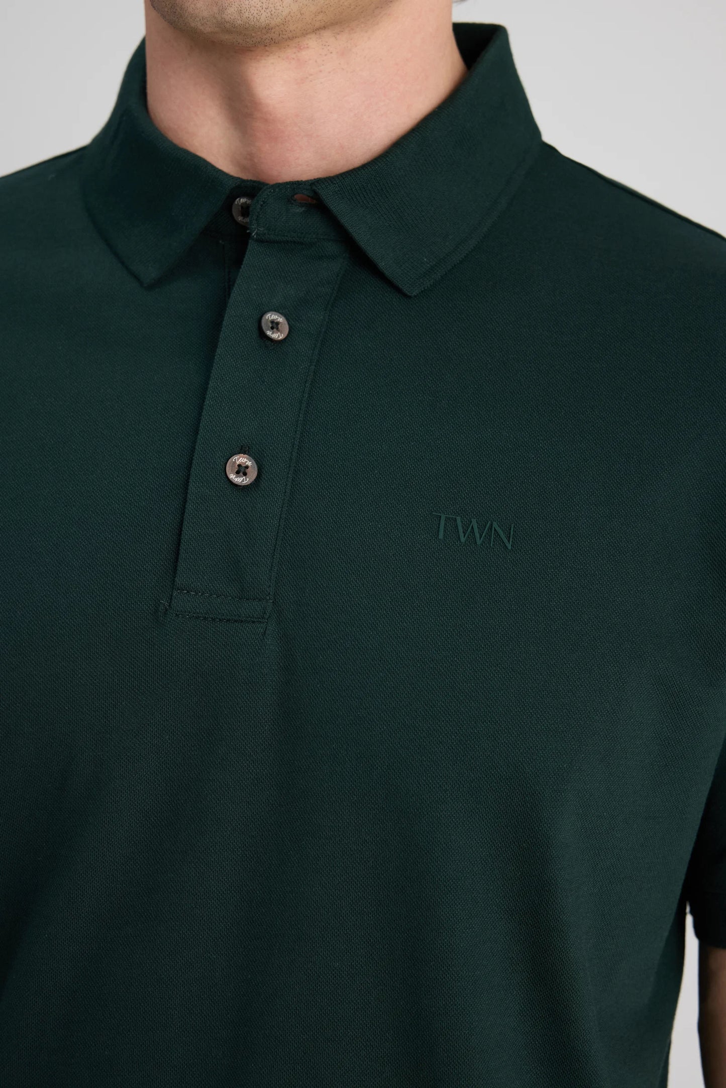 Twn Slim Fit Zümrüt Yeşili Pike Dokulu T-shirt