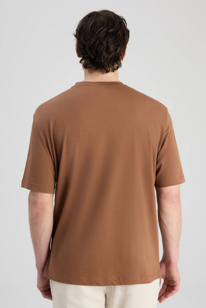 Ds Damat Regular Fit Karamel Düz T-shirt