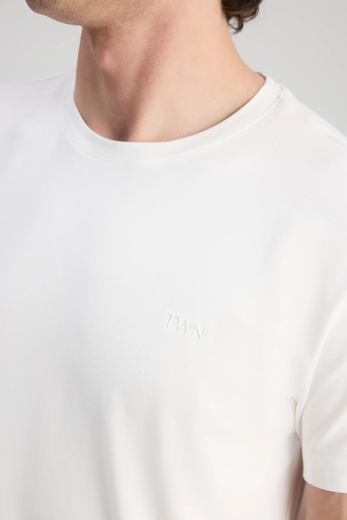 Twn Slim Fit Ekru Düz T-shirt