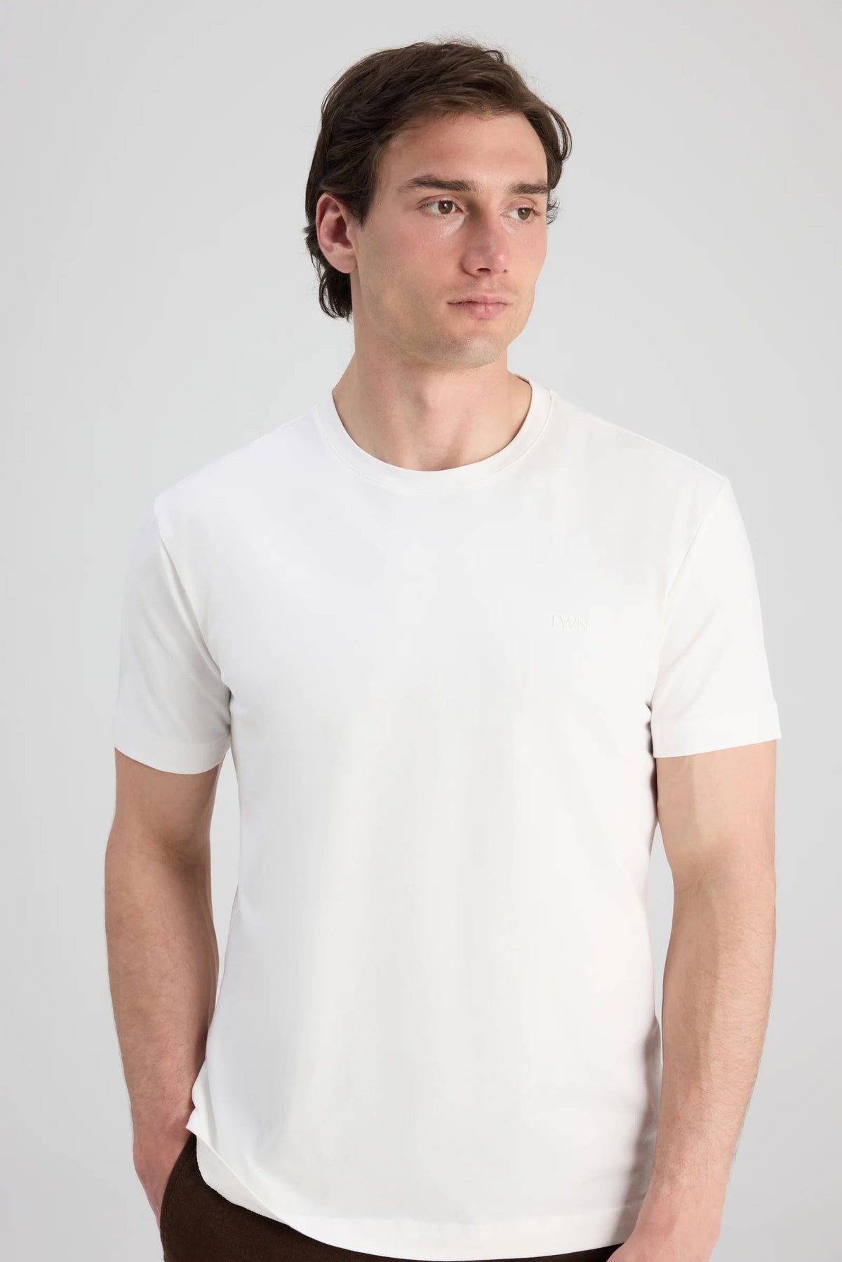 Twn Slim Fit Ekru Düz T-shirt