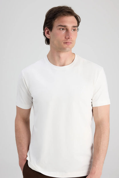 Twn Slim Fit Ekru Düz T-shirt