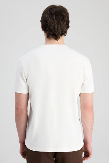 Twn Slim Fit Ekru Düz T-shirt