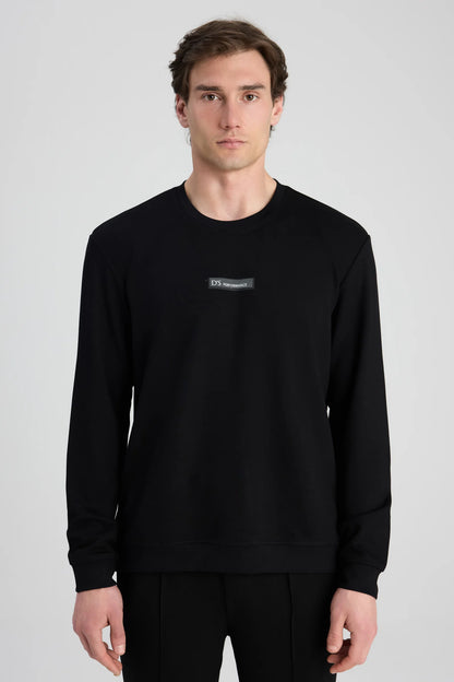 Ds Damat Regular Fit Siyah Düz Sweatshirt