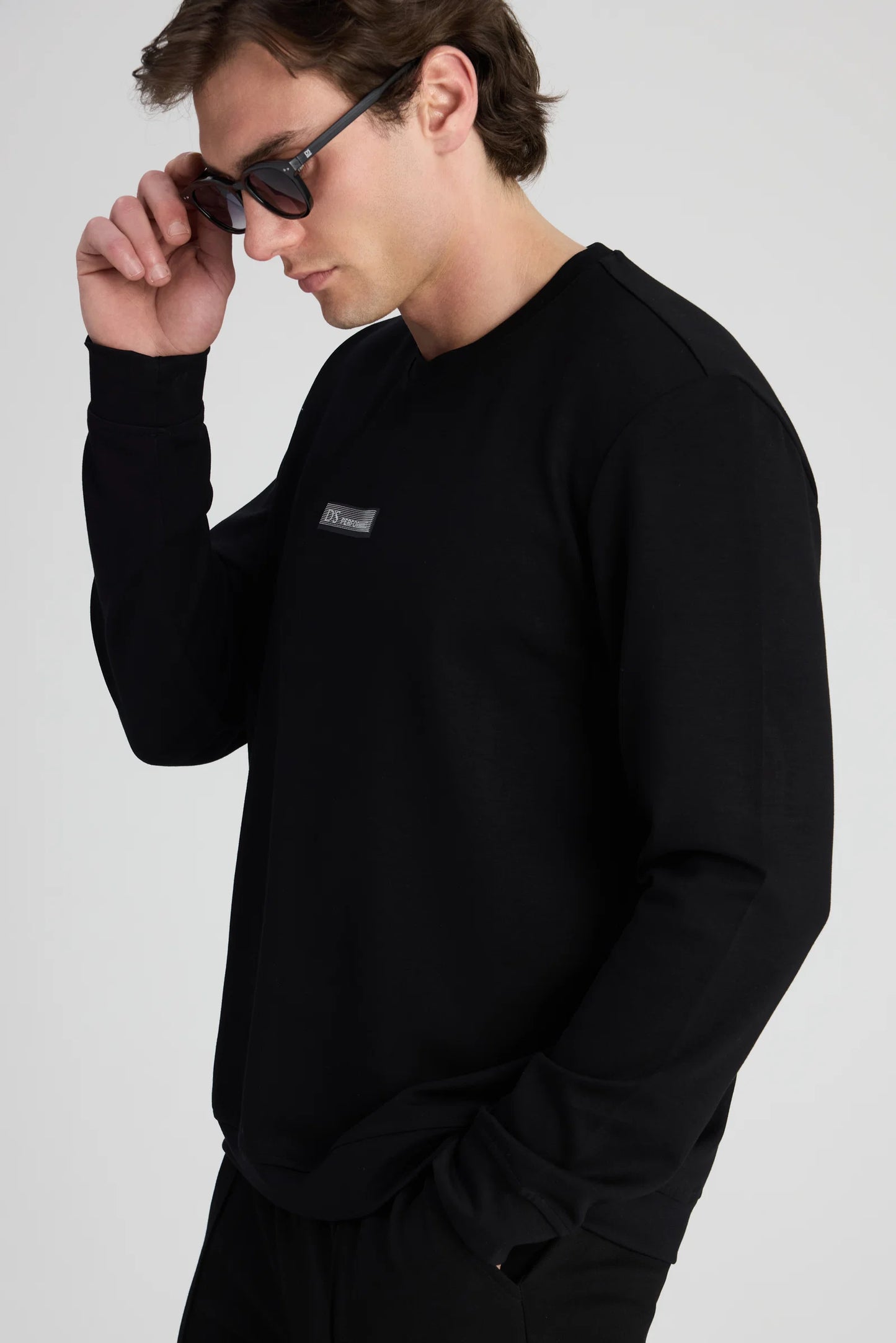 Ds Damat Regular Fit Siyah Düz Sweatshirt