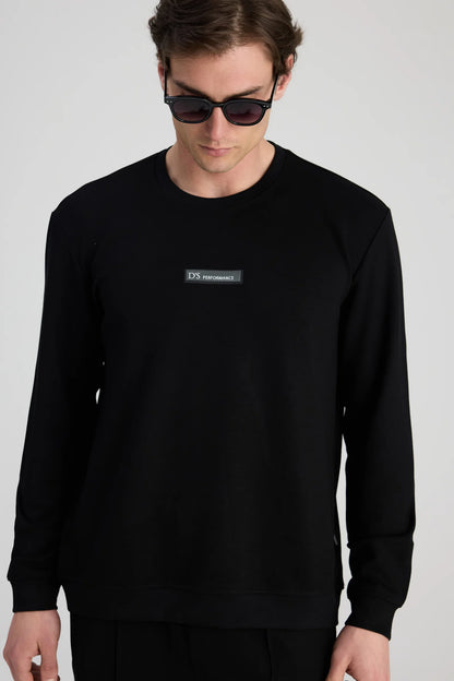 Ds Damat Regular Fit Siyah Düz Sweatshirt