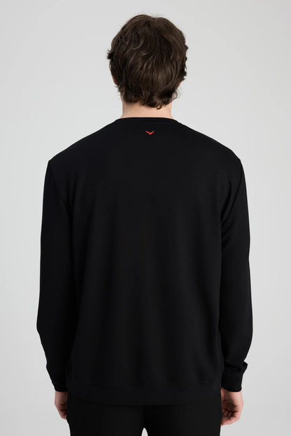 Ds Damat Regular Fit Siyah Düz Sweatshirt