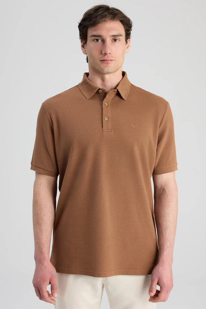 Ds Damat Regular Fit Karamel Pike Dokulu T-shirt