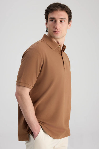 Ds Damat Regular Fit Karamel Pike Dokulu T-shirt