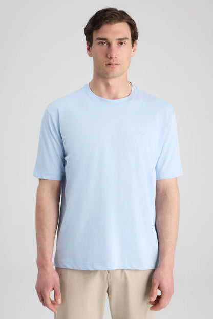 Ds Damat Regular Fit Mavi Düz T-shirt