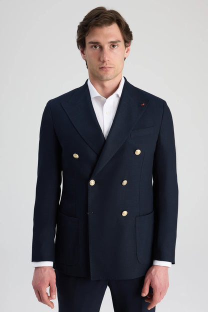 Ds Damat Regular Fit Lacivert Armürlü Kumaş Ceket