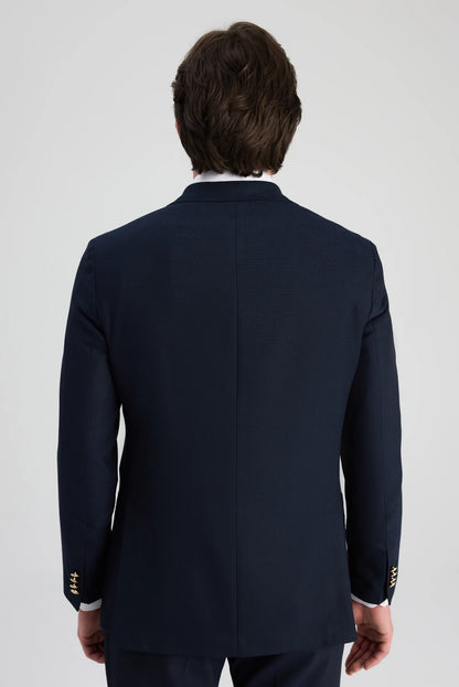 Ds Damat Regular Fit Lacivert Armürlü Kumaş Ceket