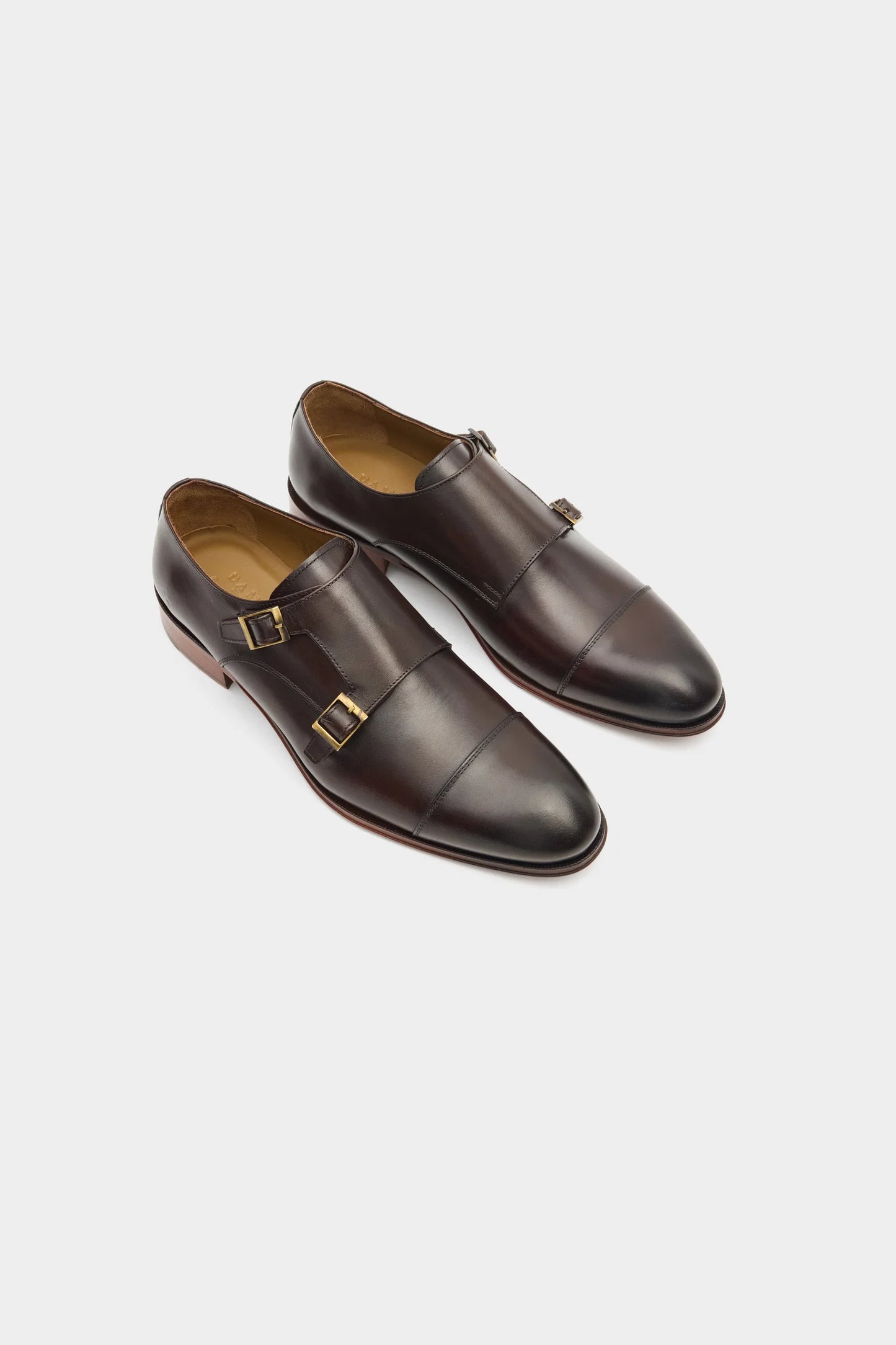 Damat Kahverengi Hakiki Deri Çift Tokalı Monk Strap Ayakkabı