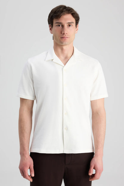 Twn Slim Fit Beyaz Armürlü Gömlek