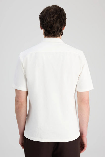 Twn Slim Fit Beyaz Armürlü Gömlek