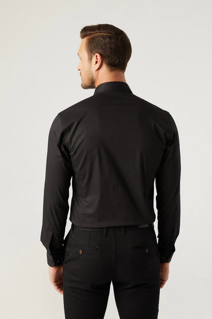 Twn Slim Fit Siyah Düz Gömlek