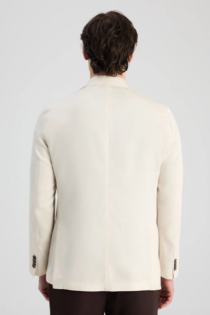 Ds Damat Regular Fit Bej Düz Kumaş Ceket