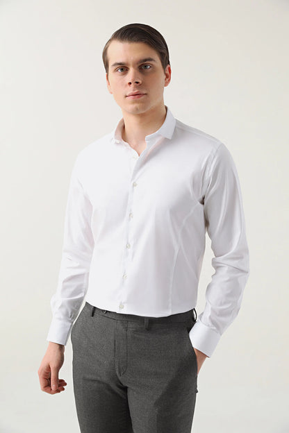 Twn Slim Fit Beyaz Düz Gömlek