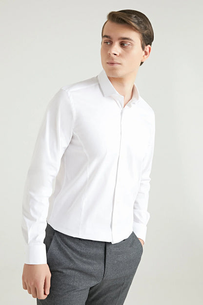 Twn Slim Fit Beyaz Düz Gömlek