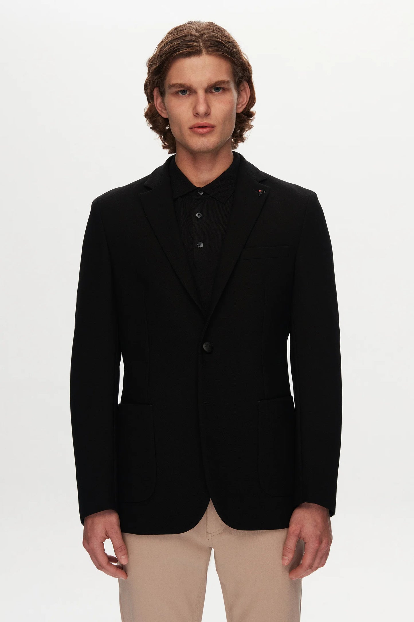 Tween Slim Fit Siyah Armürlü / Bı Stretch Kumaş Ceket