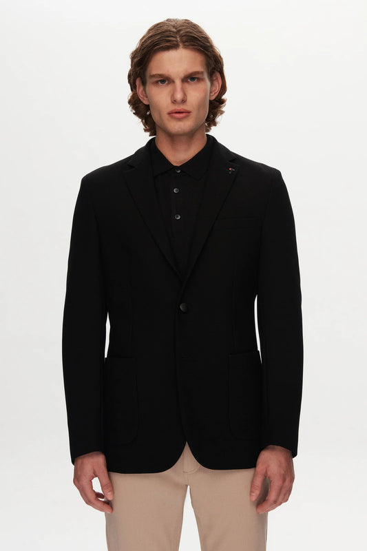 Tween Slim Fit Siyah Armürlü / Bı Stretch Kumaş Ceket