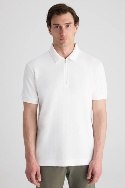 Twn Slim Fit Ekru Düz T-shirt