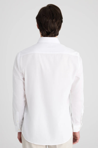 Twn Slim Fit Beyaz Armürlü Gömlek