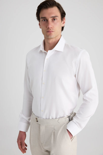 Twn Slim Fit Beyaz Armürlü Gömlek