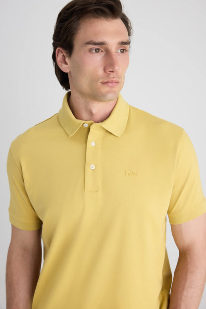 Twn Slim Fit Sarı Pike Dokulu T-shirt