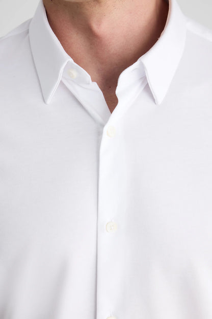 Ds Damat Slim Fit Beyaz Örme Gömlek