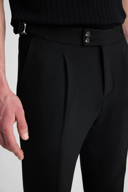 Ds Damat Siyah Armürlü Kumaş Pantolon