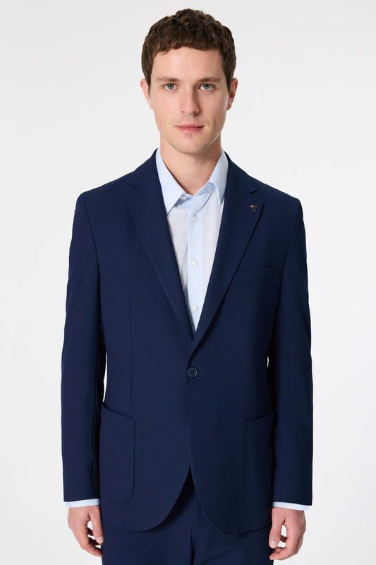 Tween Slim Fit Lacivert Armürlü Kumaş Ceket