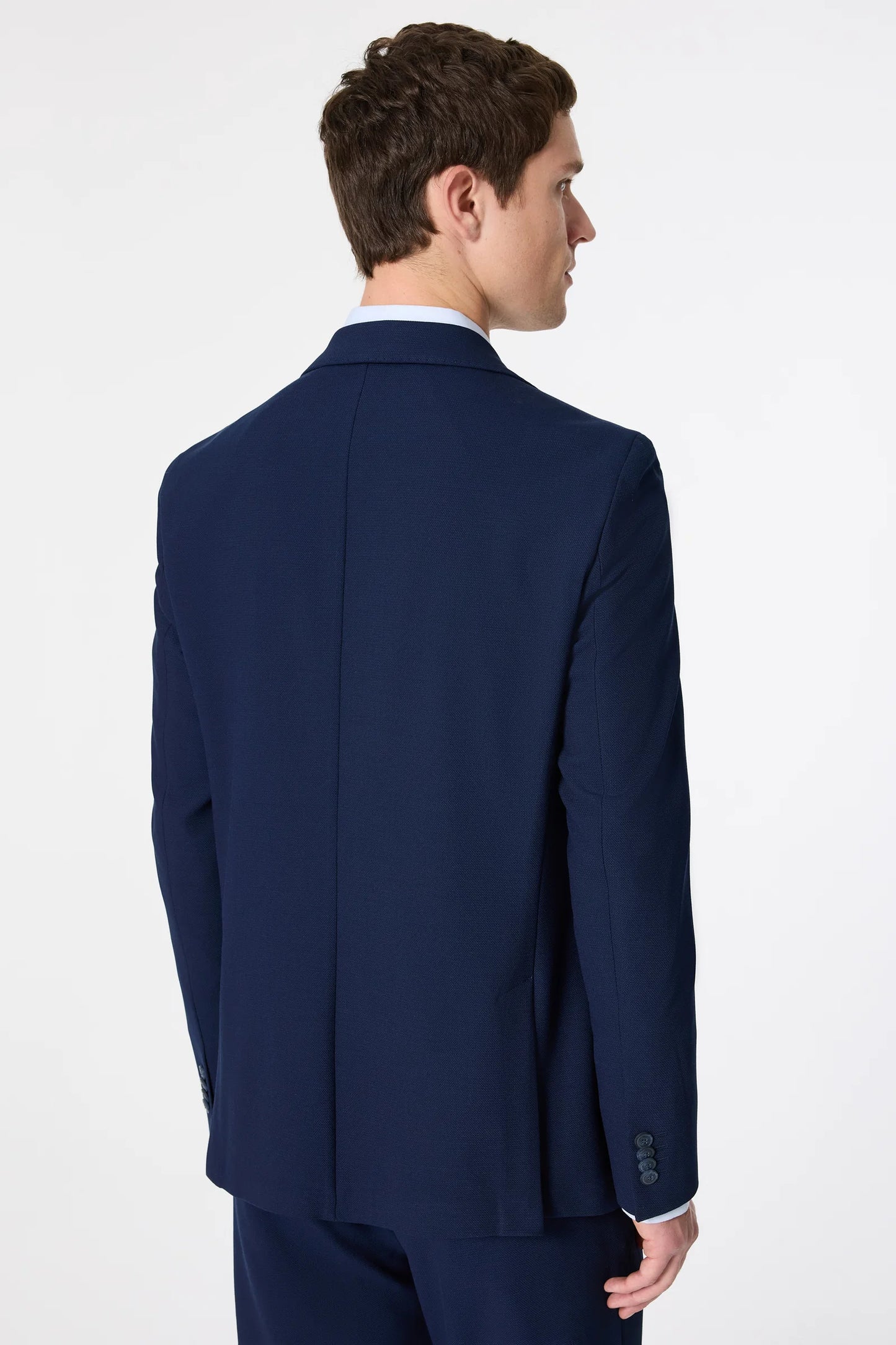 Tween Slim Fit Lacivert Armürlü Kumaş Ceket