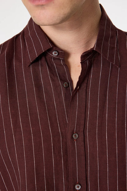 Damat Comfort Bordo Çizgili Gömlek