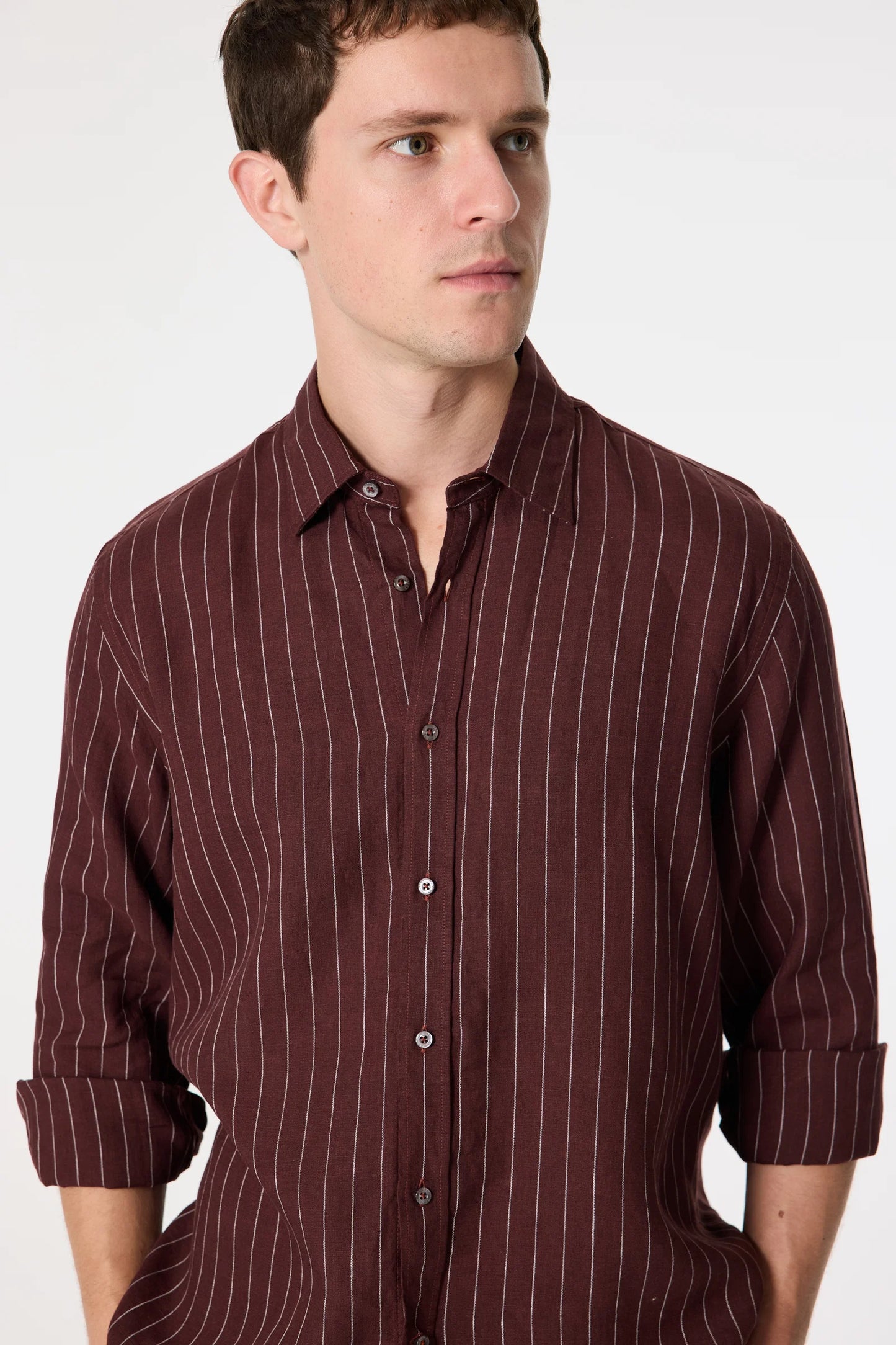 Damat Comfort Bordo Çizgili Gömlek