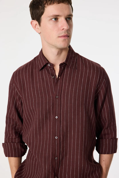 Damat Comfort Bordo Çizgili Gömlek