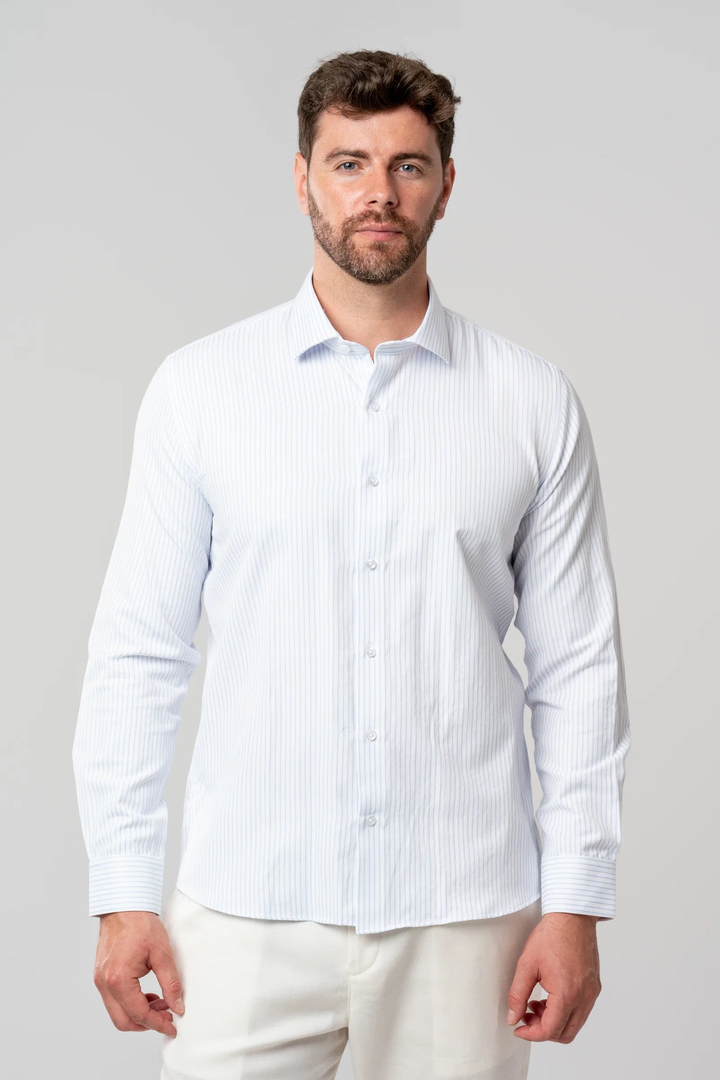 Twn Slim Fit Mavi Çizgili Gömlek