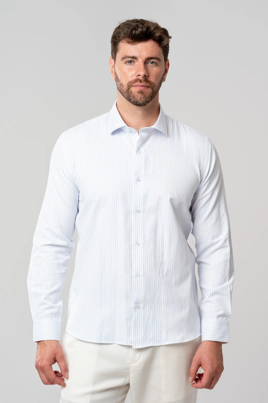 Twn Slim Fit Mavi Çizgili Gömlek