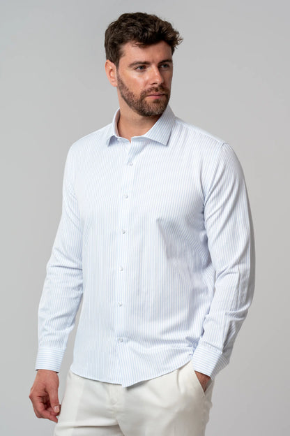 Twn Slim Fit Mavi Çizgili Gömlek