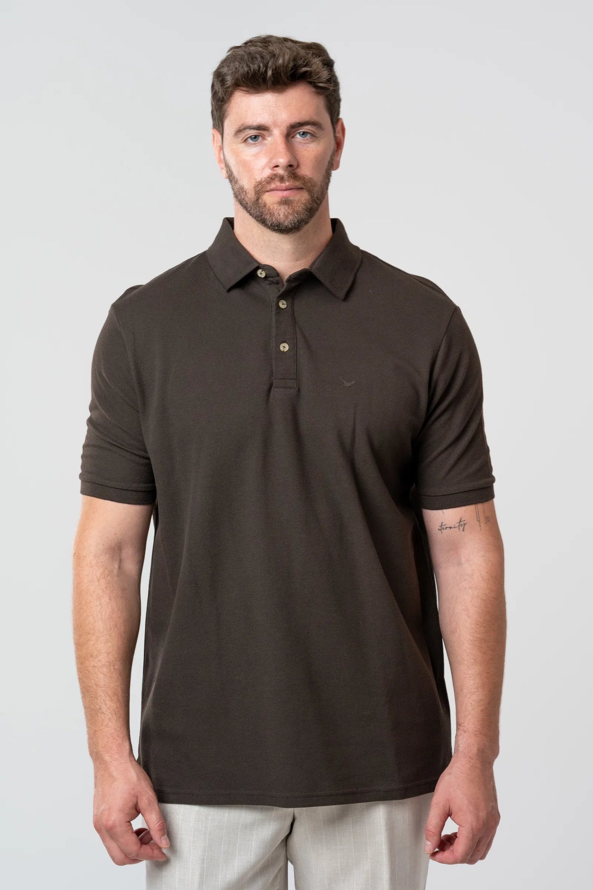 Ds Damat Regular Fit Kahverengi Pike Dokulu T-shirt