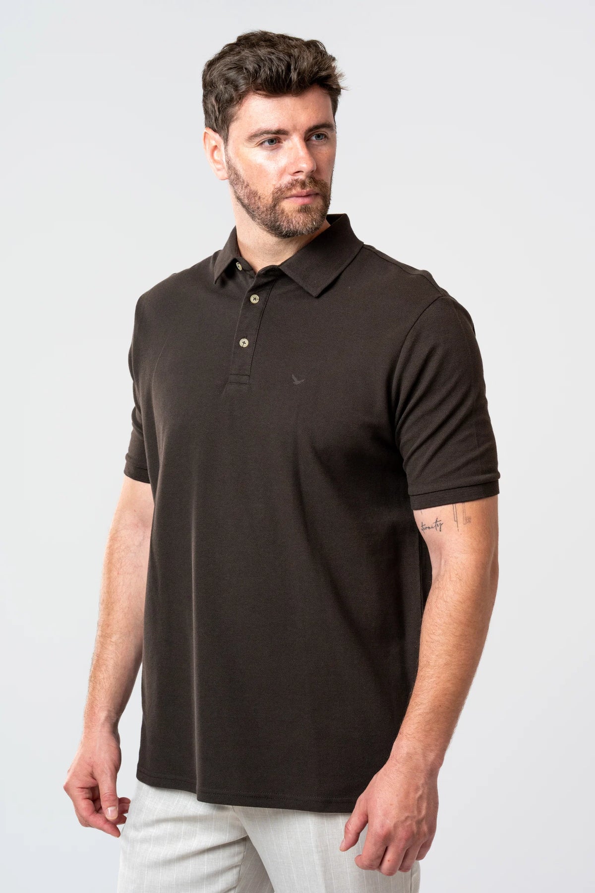 Ds Damat Regular Fit Kahverengi Pike Dokulu T-shirt