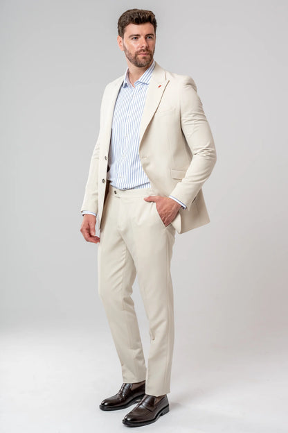 Twn Slim Fit Bej Armürlü Takim Elbise