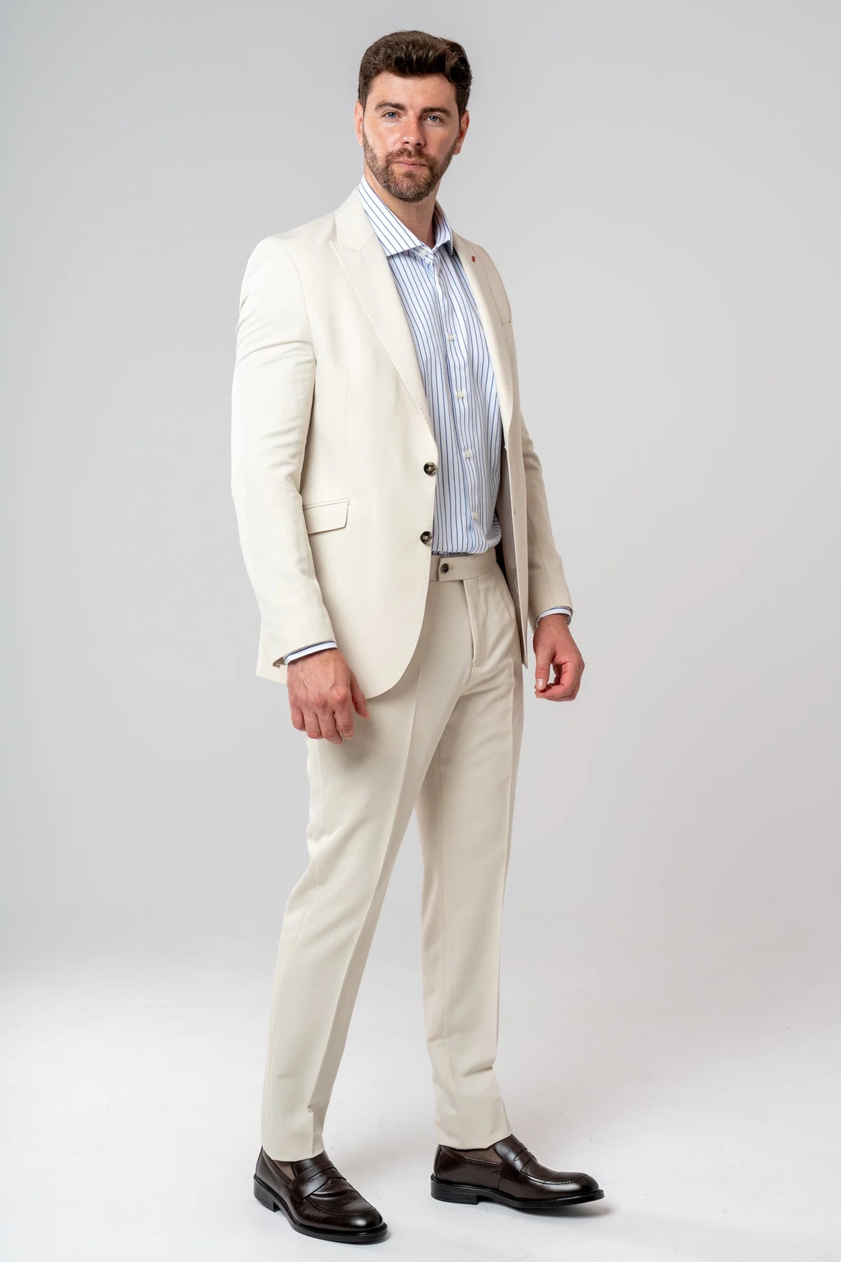 Twn Slim Fit Bej Armürlü Takim Elbise
