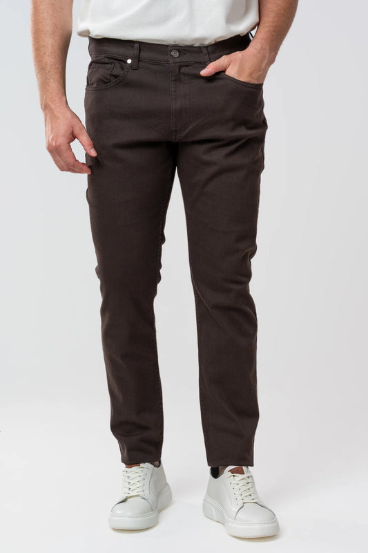 Ds Damat Slim Fit Kahverengi Gabardin Denim Pantolon